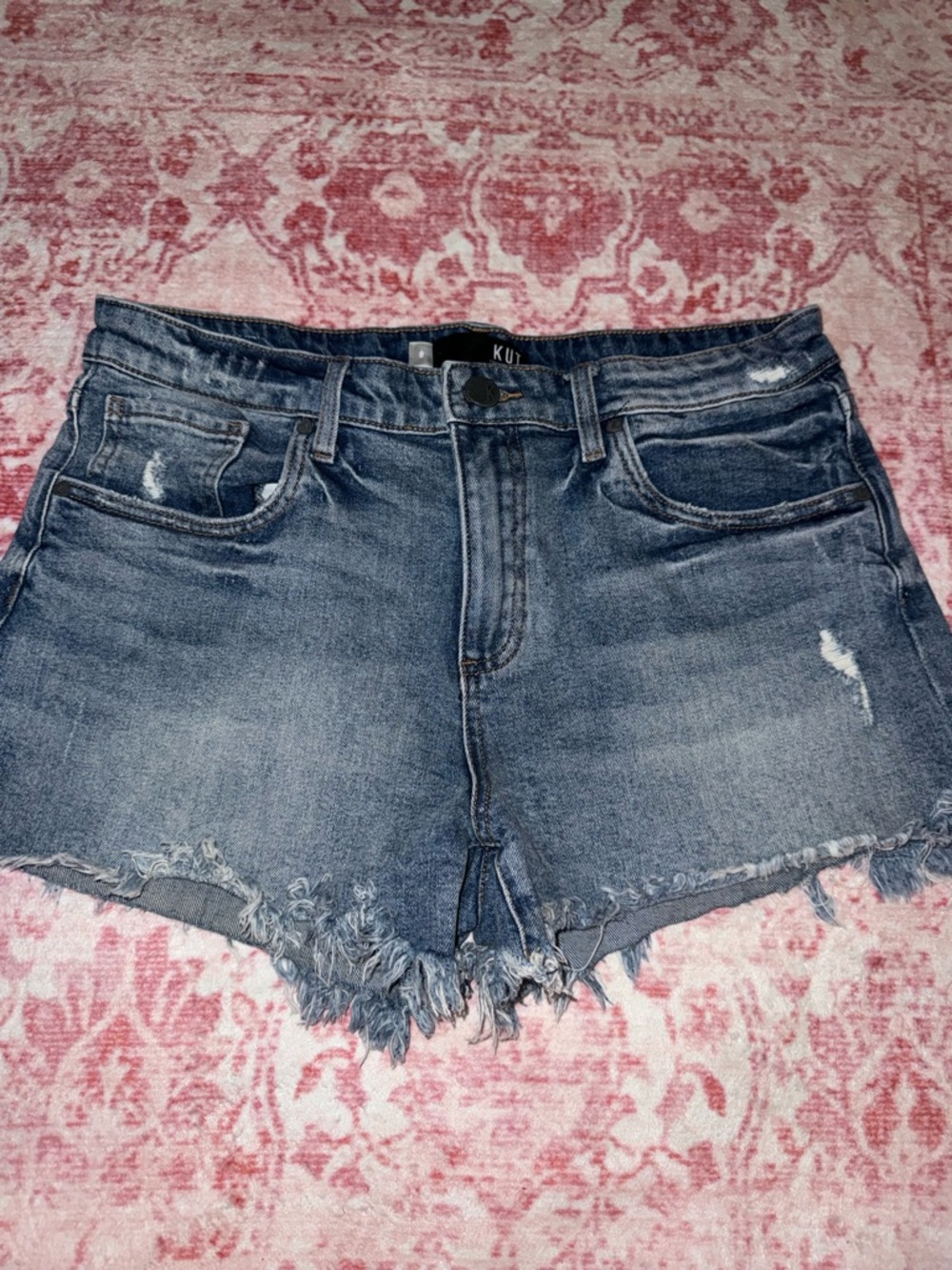 Kut from the Kloth Distressed Dark Blue Denim Cutoff Shorts